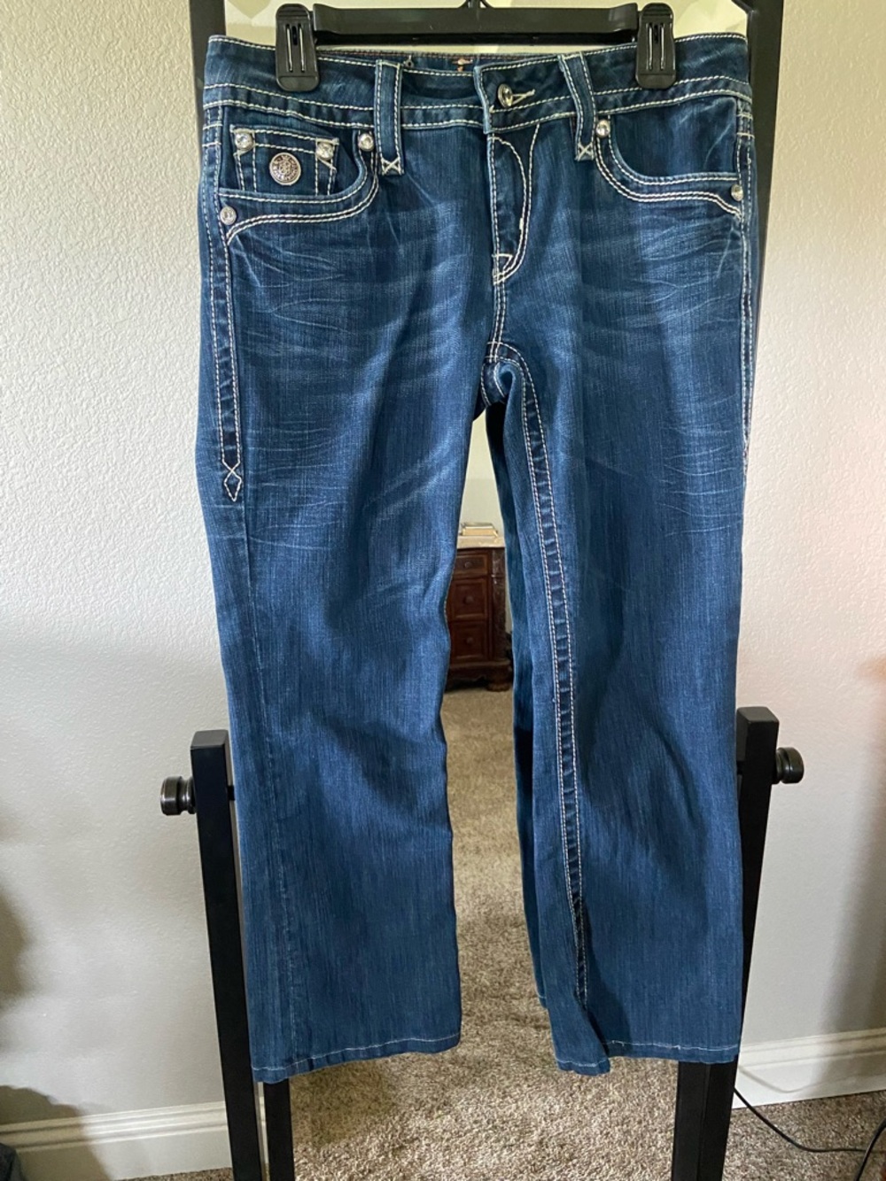 Rock Revival Indigo Bootcut Jeans with Contrast Stitching